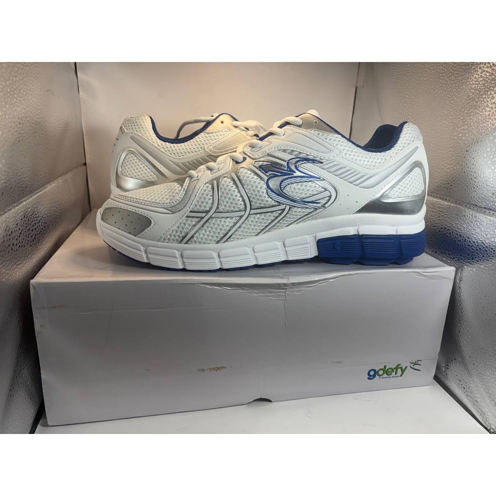Gravity Defyer G-Defy Ion Mens 11.5 White Blue Athletic Walking Shoes New In Box